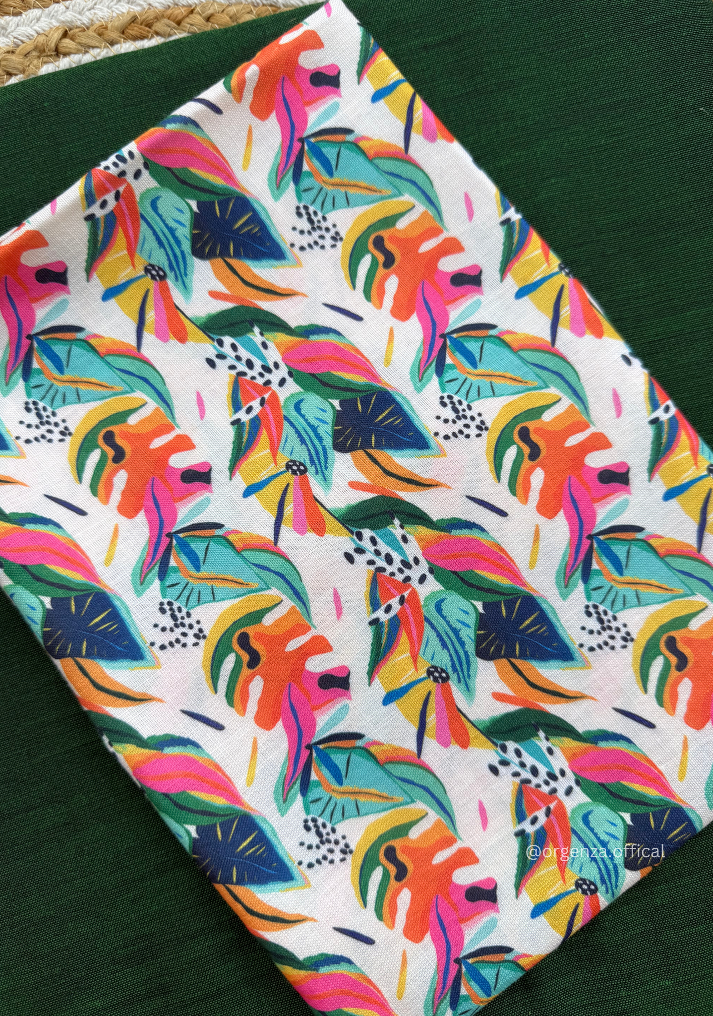 Green Colour Cotton Saree With Multi Print Blouse