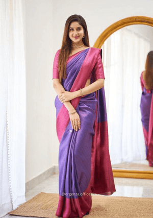 Purple Colour Lichi Silk Saree With Jacquard Zari Work - Orgenza Store - digisoch