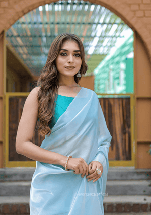 Plain Sky Colour Jimmy Choo Saree - Orgenza Store - digisoch