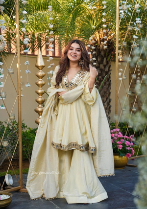 Real Mirror Work Jari Silk Sharara Suit Ready to Wear Premium Set - Orgenza Store - digisoch