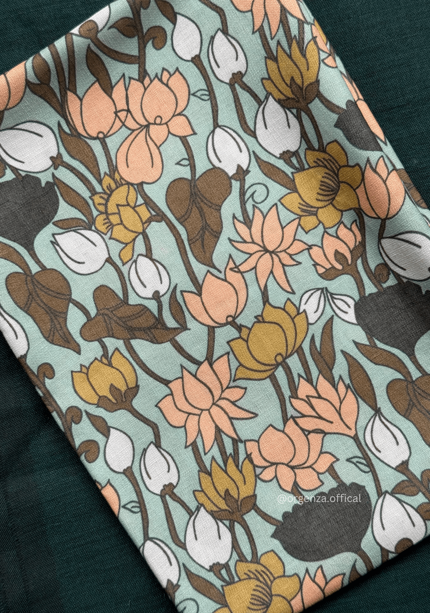 Rama Green Colour Cotton Saree With Flower Print Blouse - Orgenza Store - digisoch