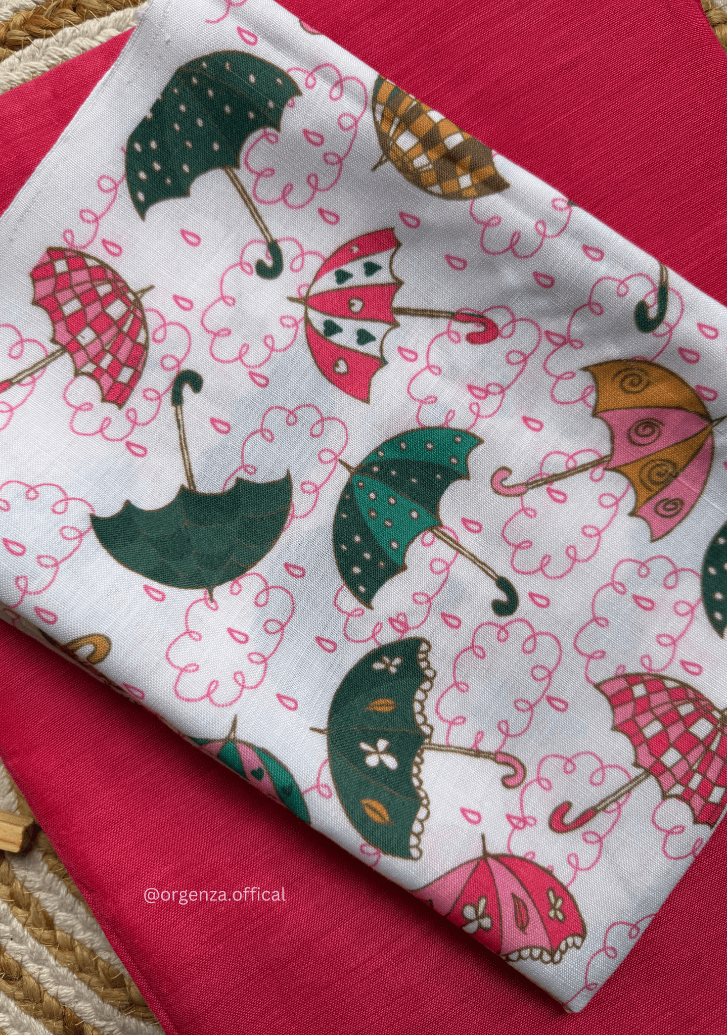 Pink Colour Cotton Saree With Umbrella Print Blouse - Orgenza Store - digisoch