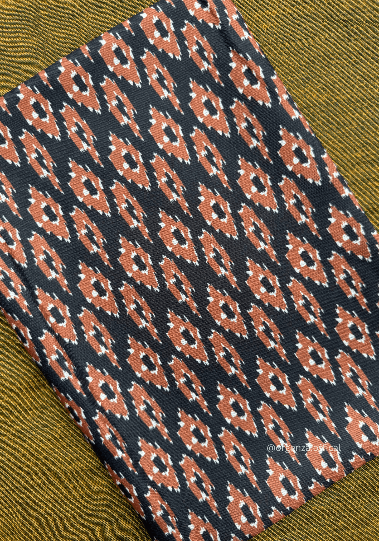 Mustered Yellow Colour Cotton Saree Navy Blue Print Blouse - Orgenza Store - digisoch