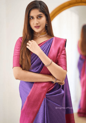 Purple Colour Lichi Silk Saree With Jacquard Zari Work - Orgenza Store - digisoch