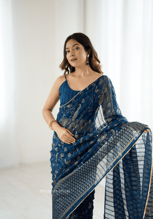 Morpich Colour Georgette Silk Saree - Orgenza Store - digisoch