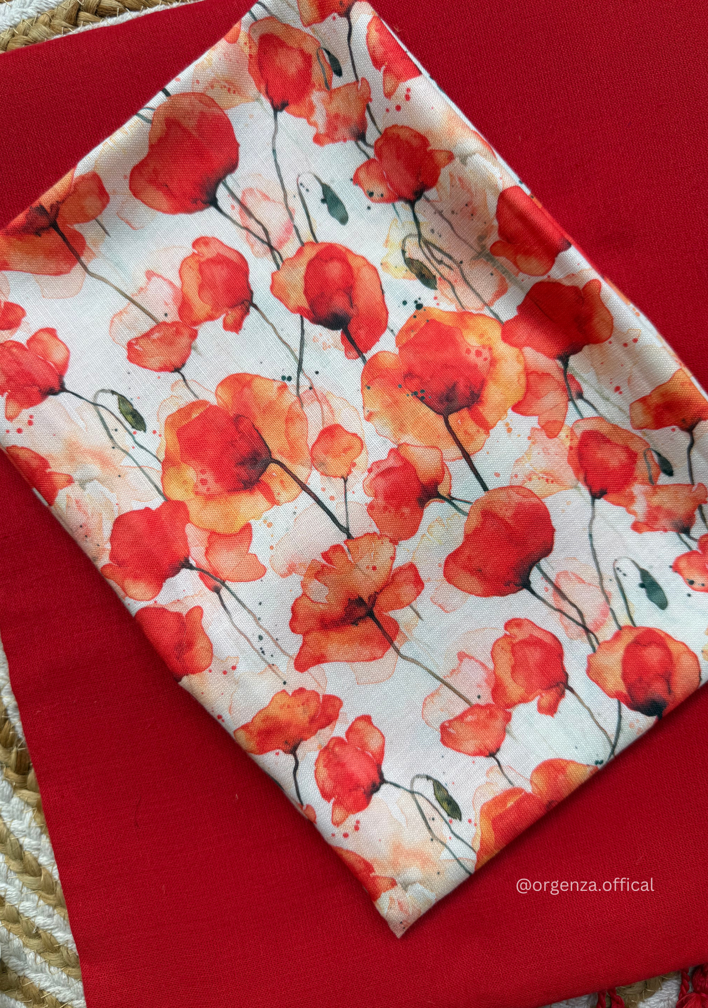 Red Colour Cotton Saree With Tulip Print Blouse