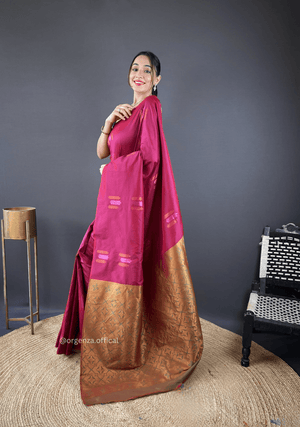Dark Pink Colour Silk Saree With Zari Weaving - Orgenza Store