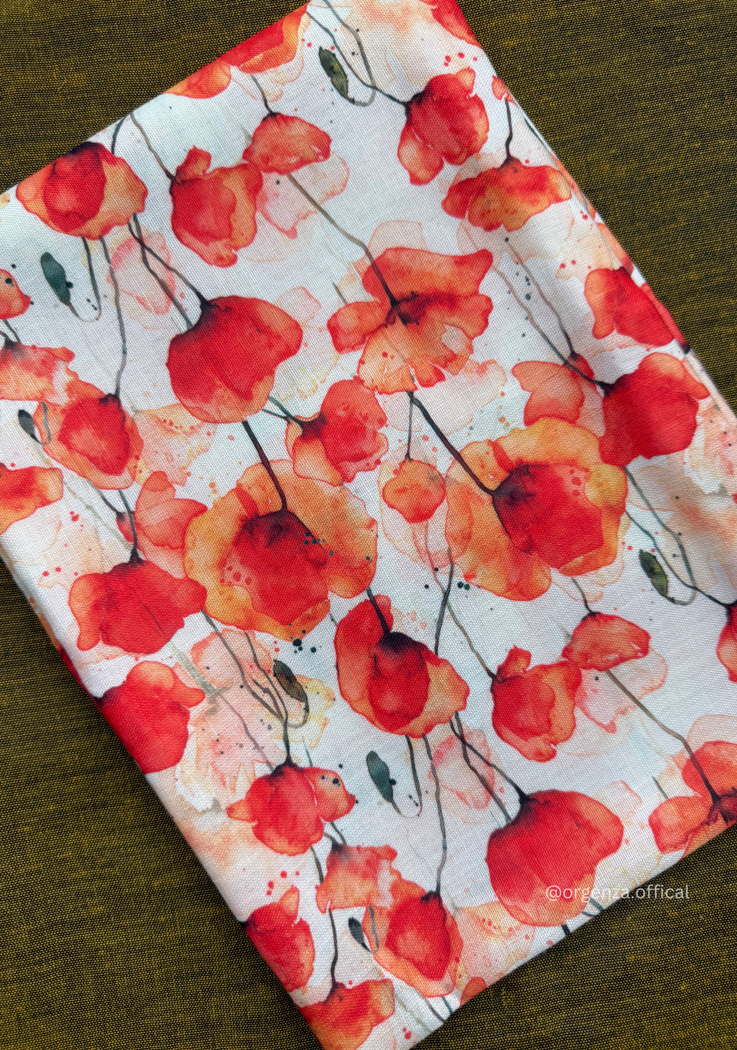 Mustard Yellow Colour Cotton Saree With Tulip Print Blouse