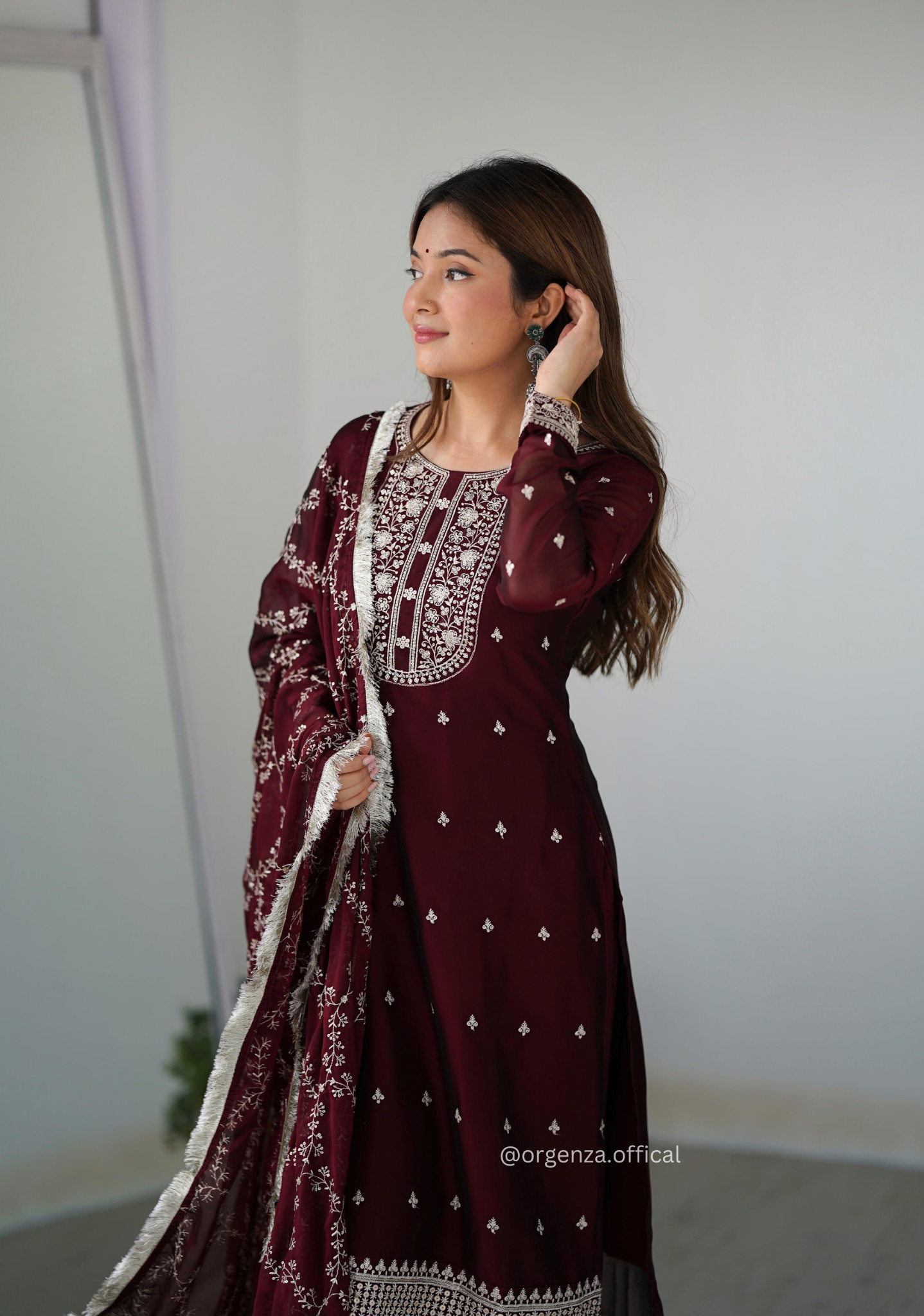 Rangoli Fabric Straight Fit Kurta With Dupatta Set - Orgenza Store