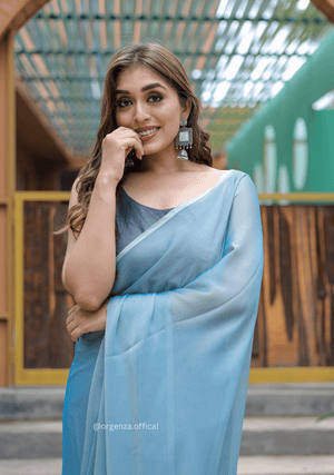 Plain Sky Colour Lining Sitara Georgette Saree - Orgenza Store - digisoch