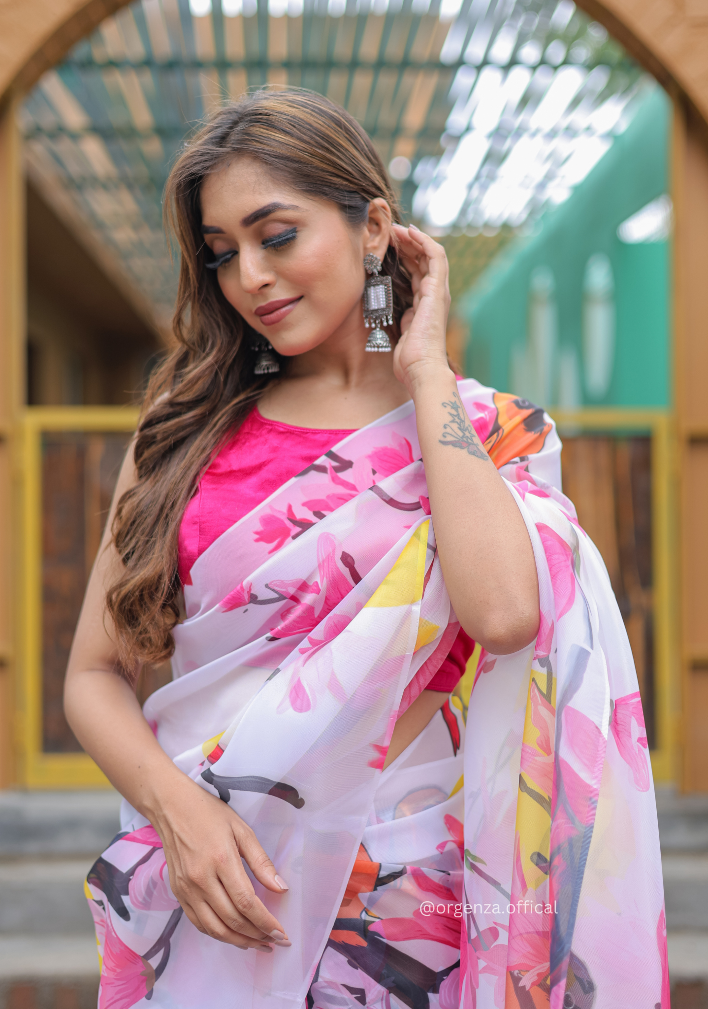 White Colour Digital Print Saree - Orgenza Store - digisoch