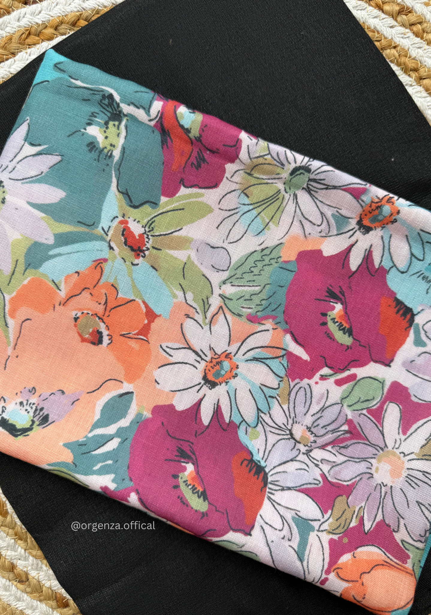 Black Colour Cotton Saree With Flower Print Blouse