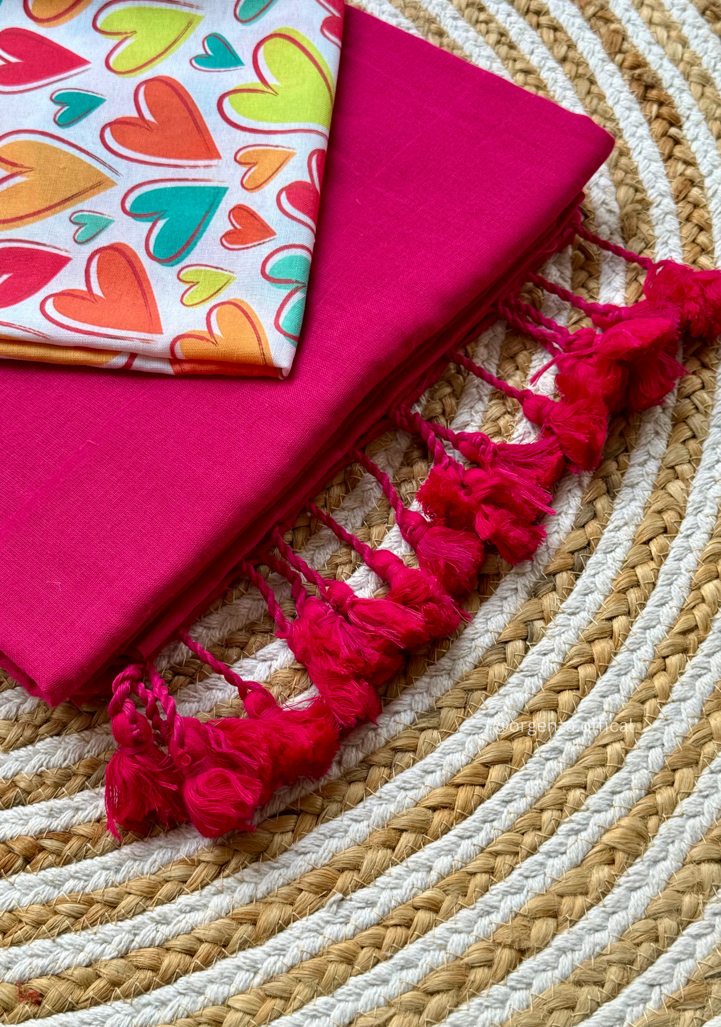 Pink Colour Cotton Saree With Heart Print Blouse