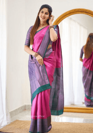Pink Colour Lichi Silk Saree With Jacquard Zari Work - Orgenza Store - digisoch