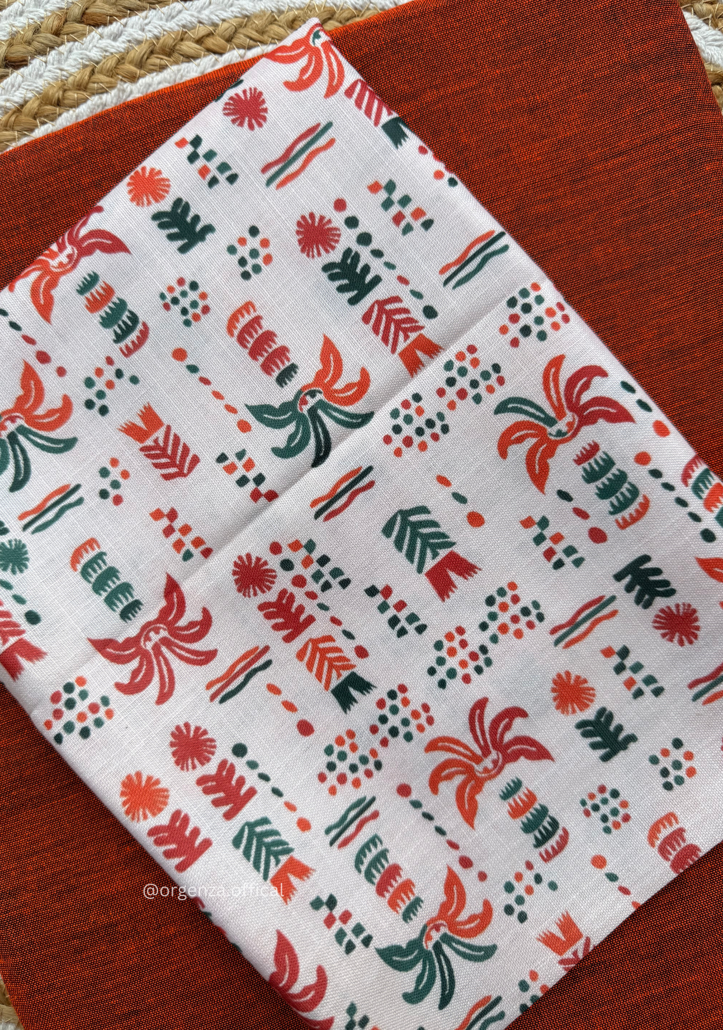 Orange Colour Cotton Saree With Multi Print Blouse