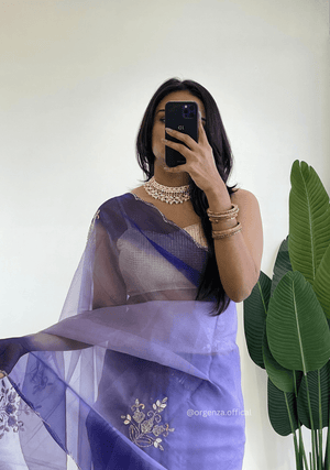 Lilac Purple Colour Organza Silk Saree With Sequence Khatli - Orgenza Store - digisoch