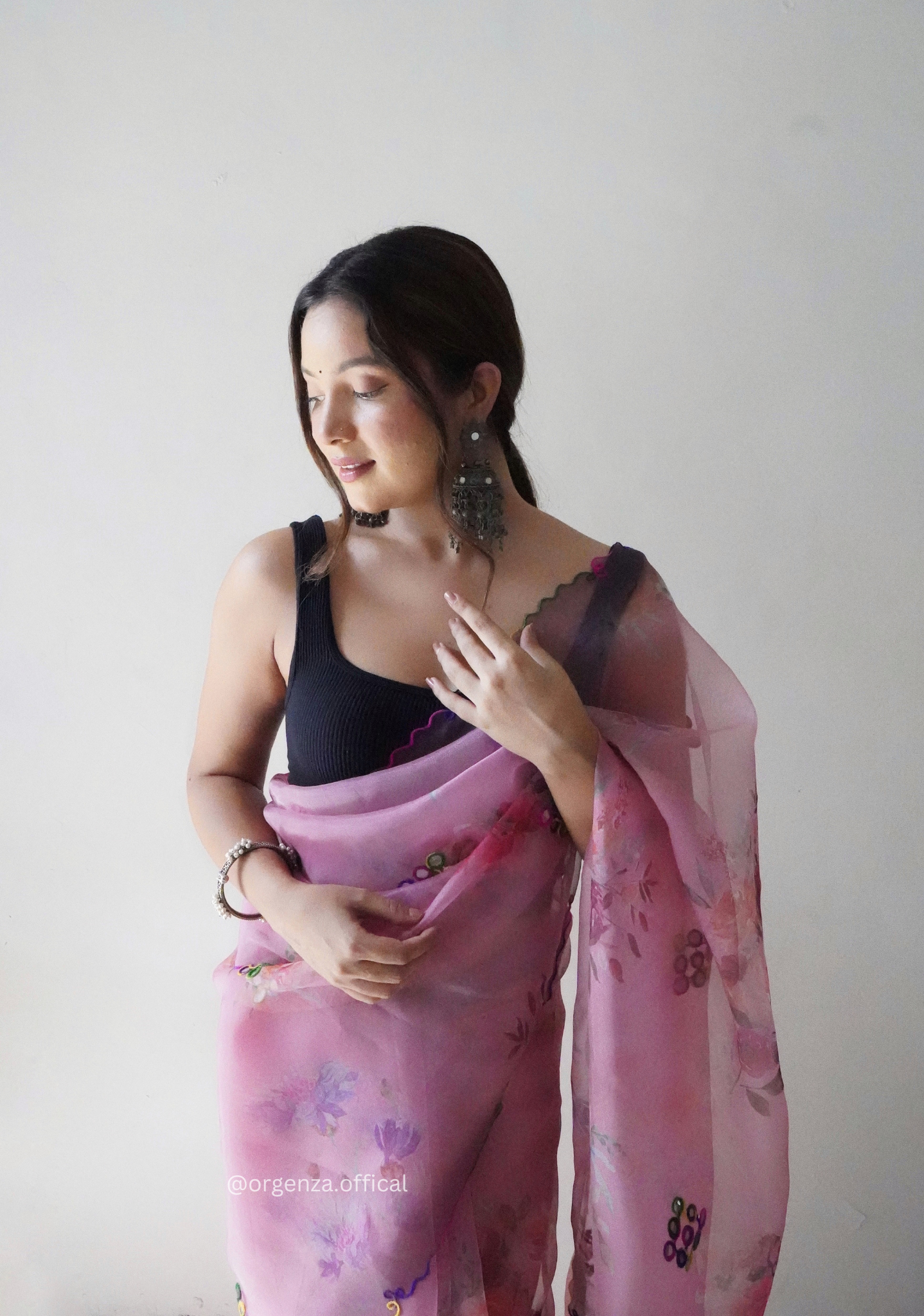 Orgenza Saree With Multi Colour Gotta Work