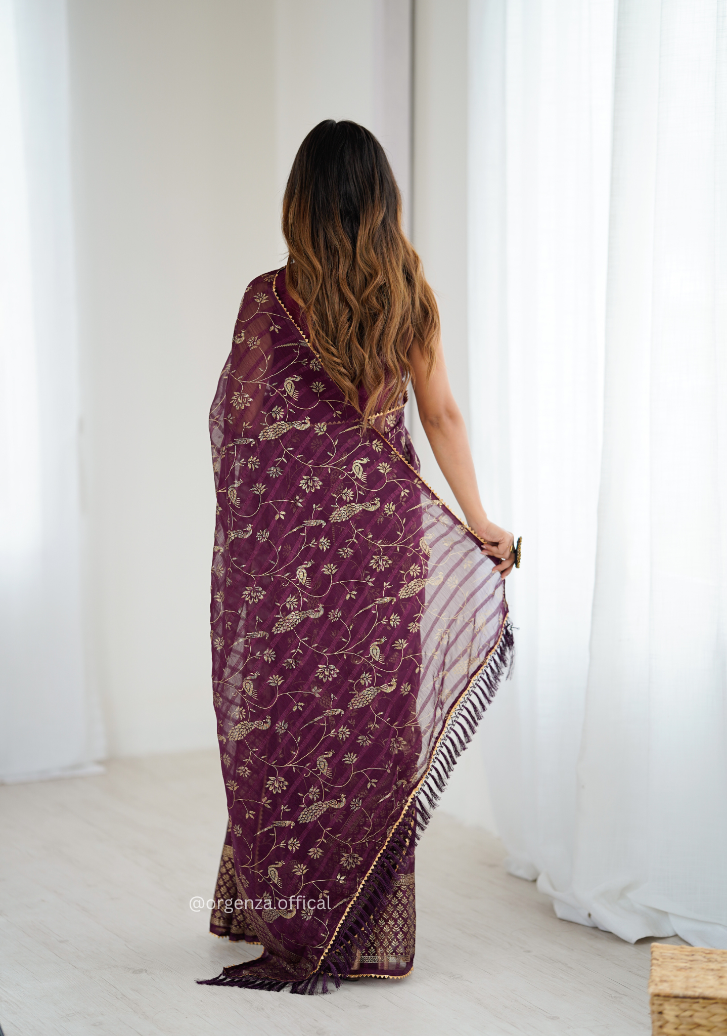 Wine Colour Georgette Silk Saree