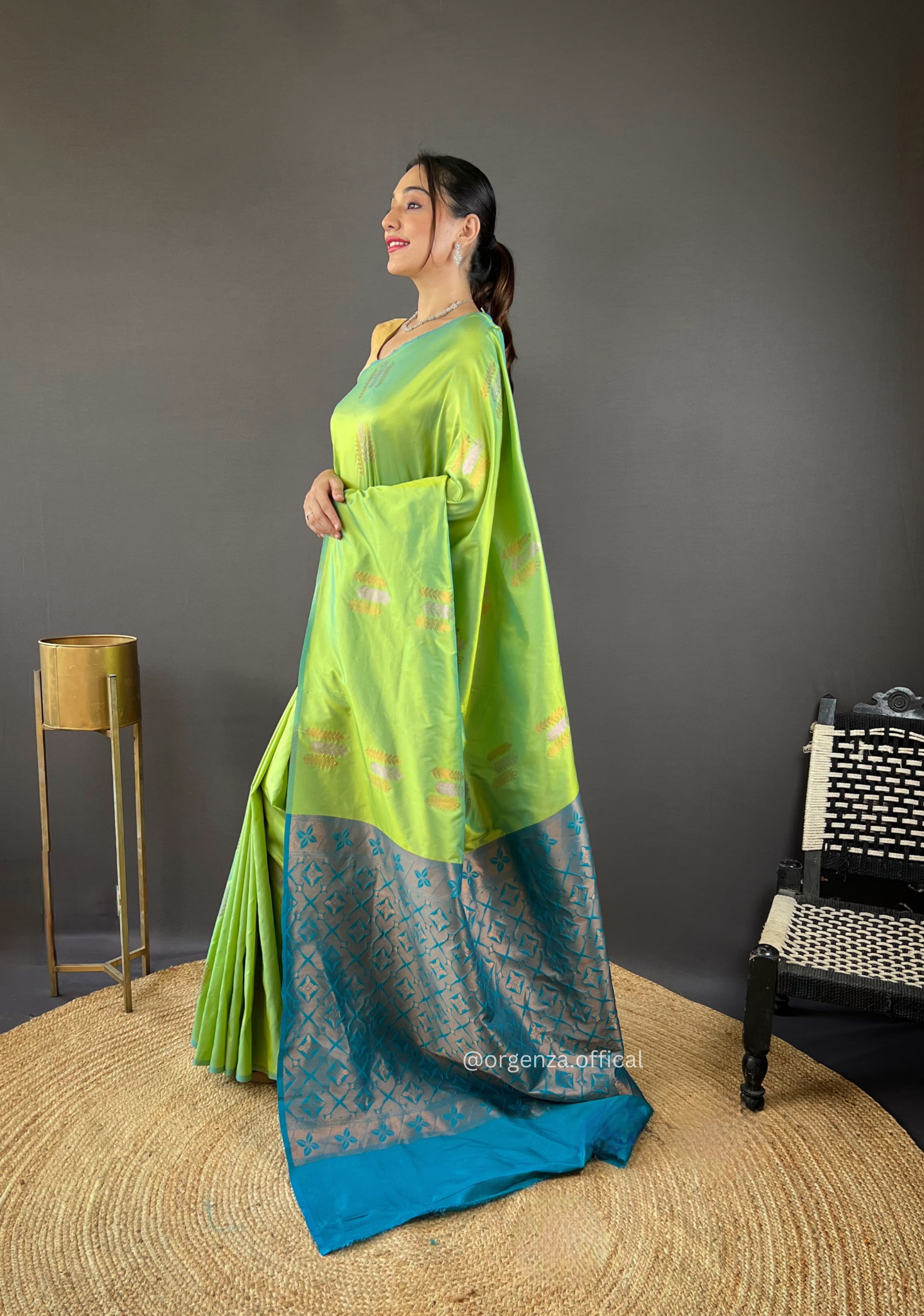 Pista Green Colour Silk Saree With Zari Weaving - Orgenza Store