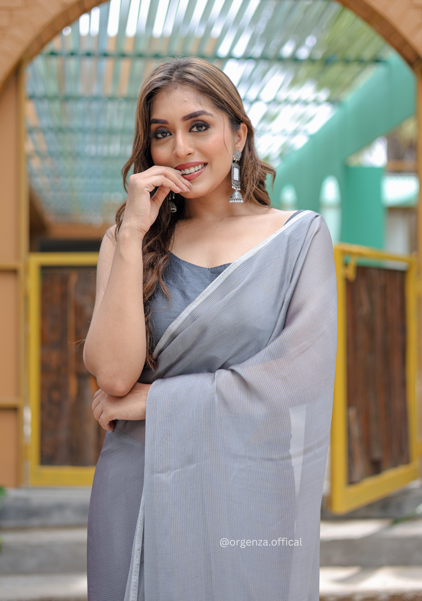 Plain Grey Colour Lining Sitara Georgette Saree - Orgenza Store