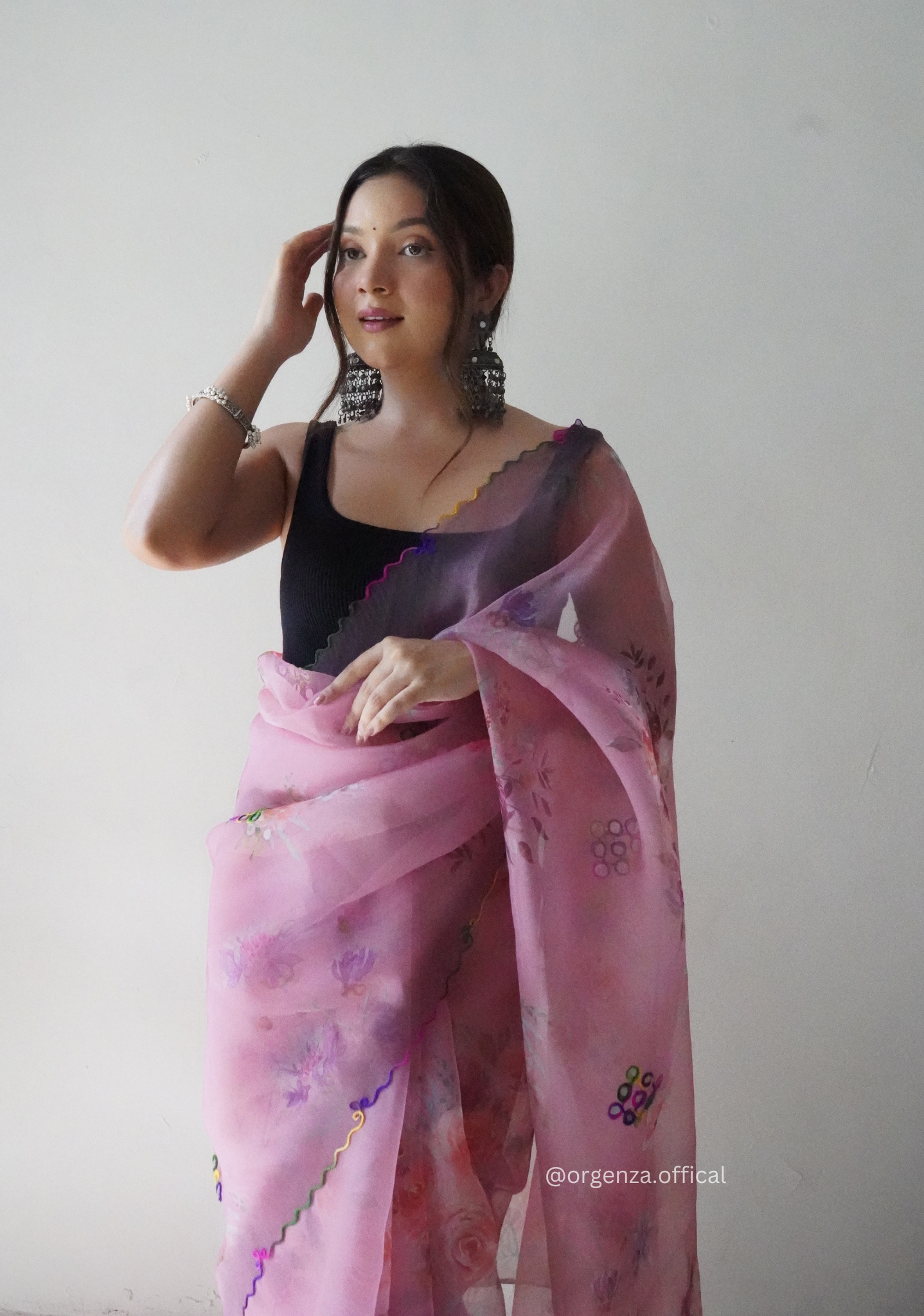 Orgenza Saree With Multi Colour Gotta Work