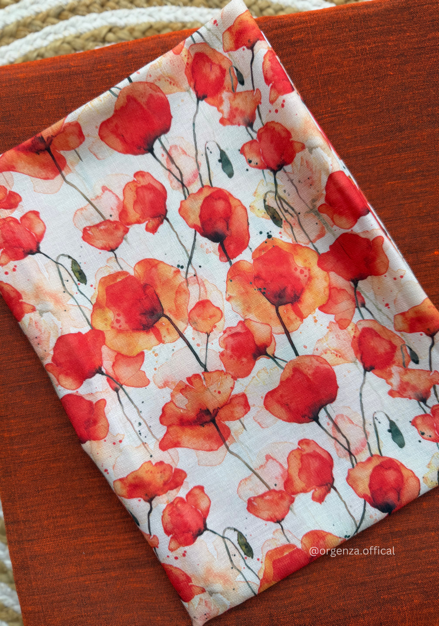 Orange Colour Cotton Saree With Tulip Print Blouse