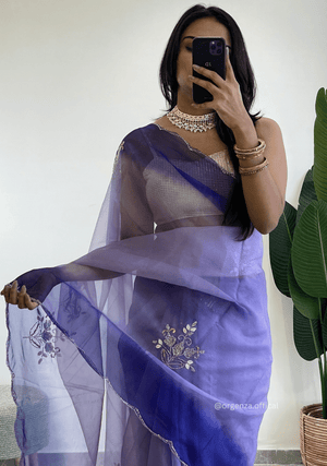 Lilac Purple Colour Organza Silk Saree With Sequence Khatli - Orgenza Store - digisoch