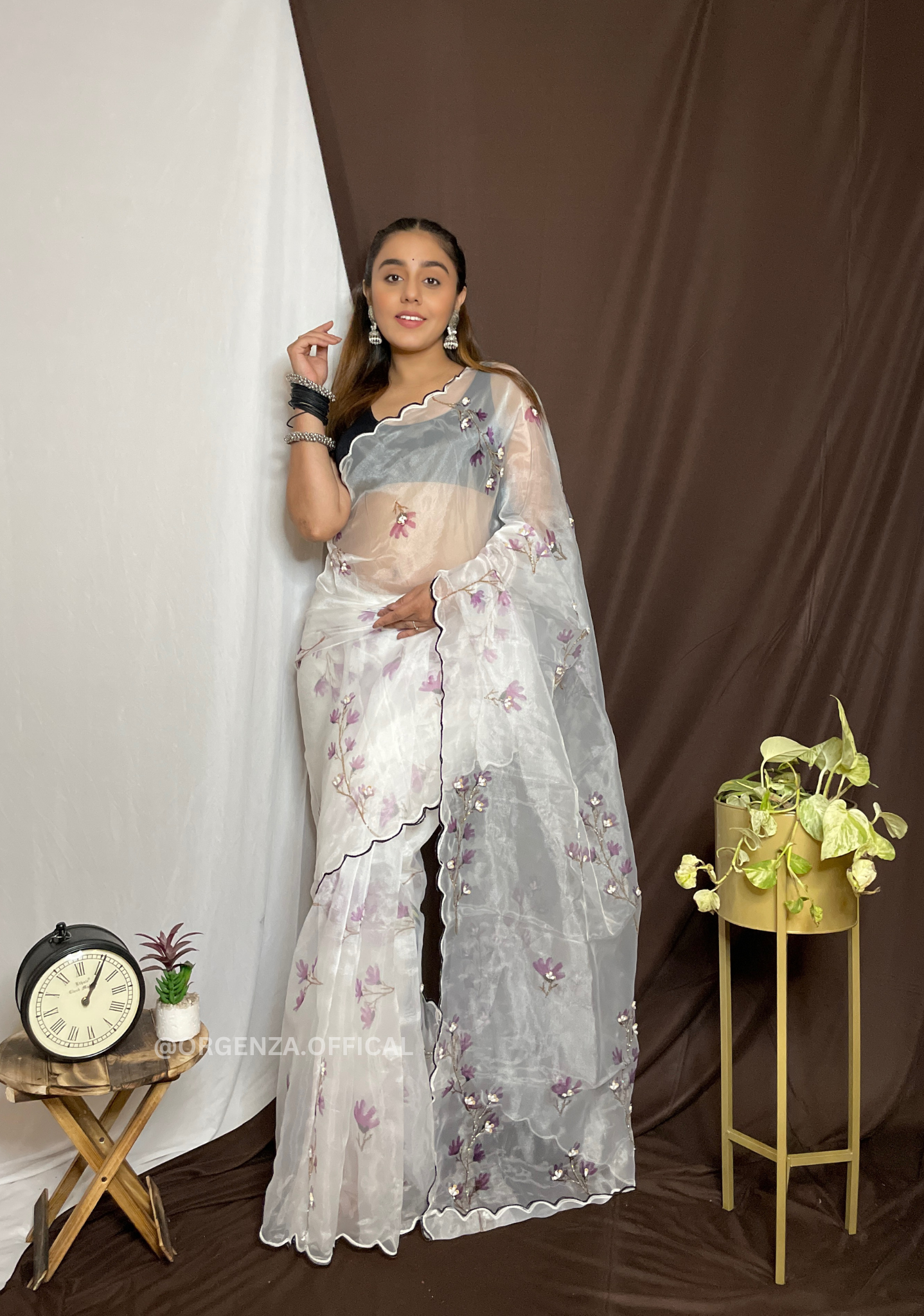 Organza Saree With Khatli Work - Orgenza Store