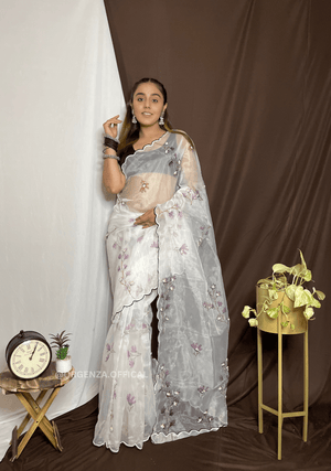 Organza Saree With Khatli Work - Orgenza Store - digisoch