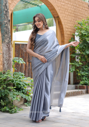 Plain Grey Colour Jimmy Choo Saree - Orgenza Store - digisoch