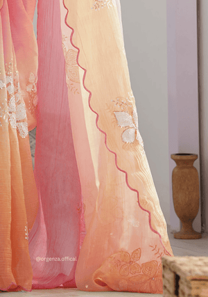 Pink Orange Gold Crush Silk Saree - Orgenza Store - digisoch
