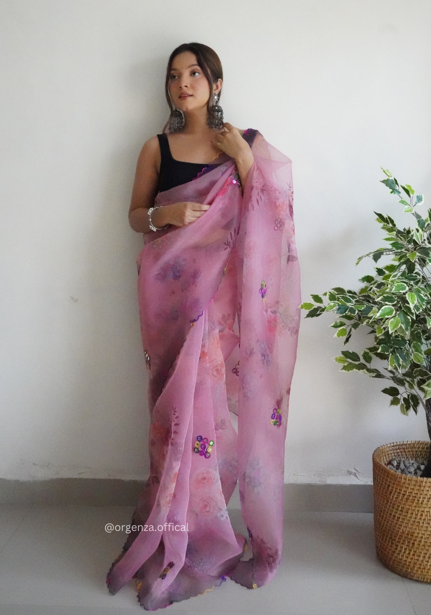 Orgenza Saree With Multi Colour Gotta Work