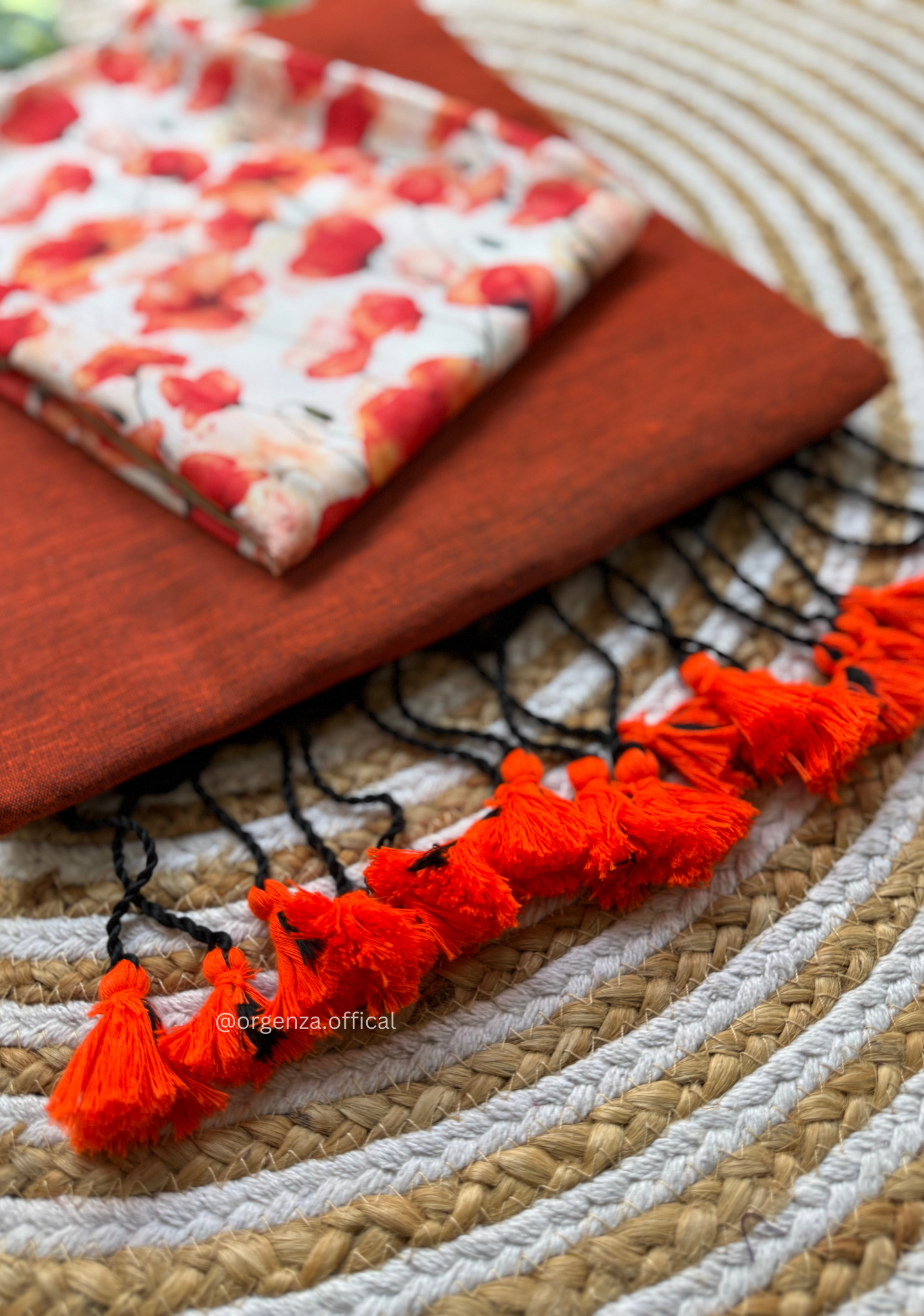 Orange Colour Cotton Saree With Tulip Print Blouse