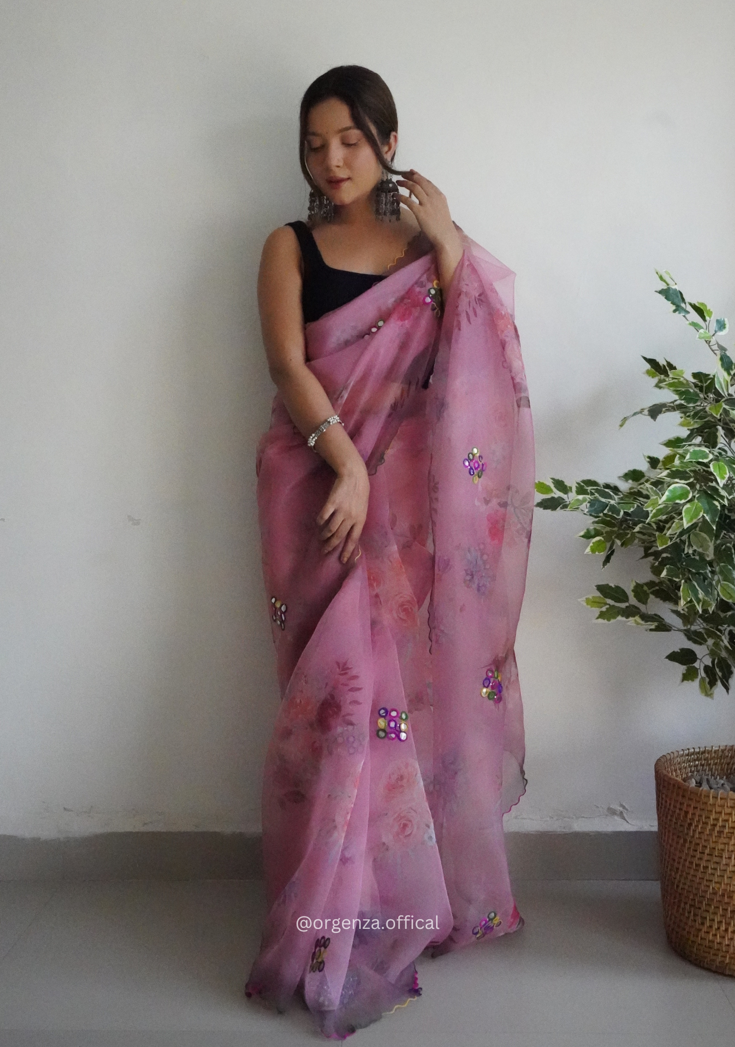 Orgenza Saree With Multi Colour Gotta Work