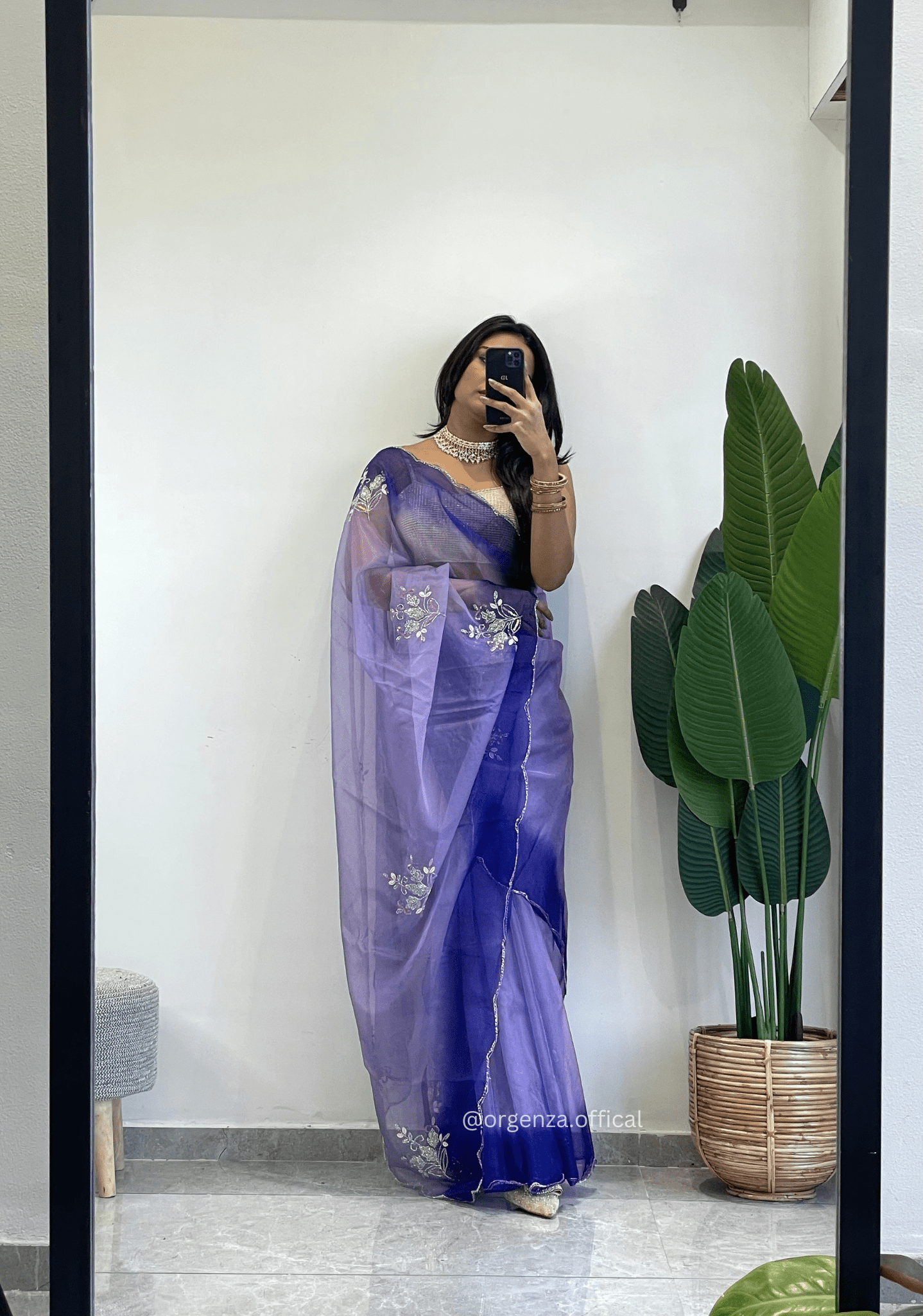 Lilac Purple Colour Organza Silk Saree With Sequence Khatli - Orgenza Store - digisoch