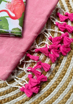 Baby Pink Colour Cotton Saree With Lotus Print Blouse - Orgenza Store - digisoch