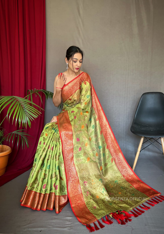 Tissue Silk Saree With Jaal Zari Weaving - Orgenza Store