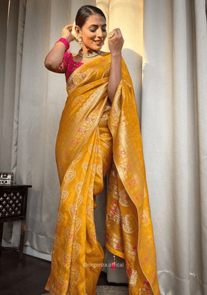 Lichi Silk Saree With Jacquard Zari Work - Orgenza Store - digisoch