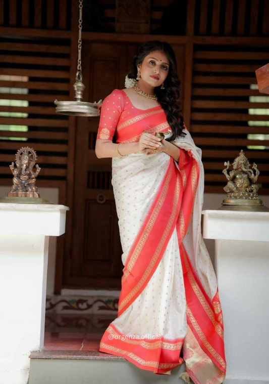 Lichi Silk Saree With Jacquard Zari Work