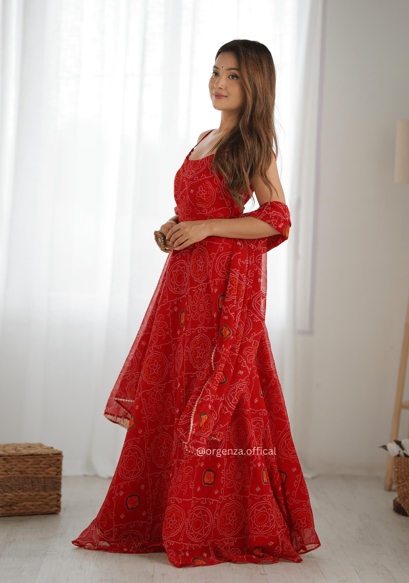 Soft Chiffon Bandhej 8 - Meter Flare Gown Set – Fully Stitched - Orgenza Store - digisoch