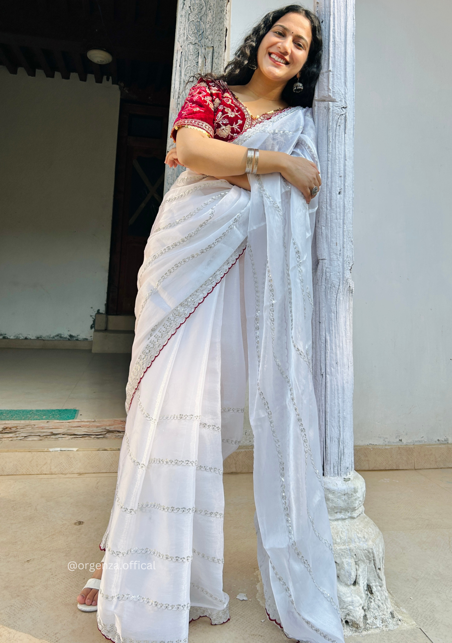 Soft jimmy Choo Silk Saree With Readymade Blouse - Orgenza Store