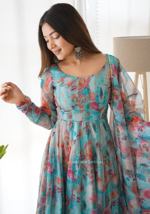 Pure Tabby Silk Organza Silk Anarkali Kurtis - Orgenza Store