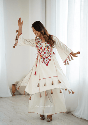 White Colour Premium Designer Co - ord Set - Orgenza Store - digisoch