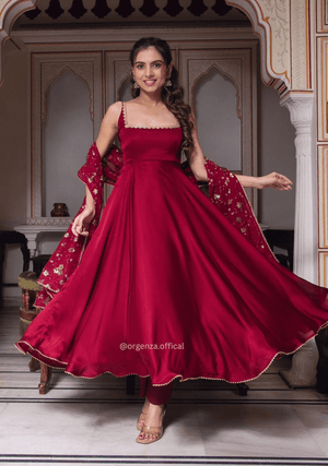 Maroon Colour Georgette Silk Anarkali Kurti - Orgenza Store - digisoch