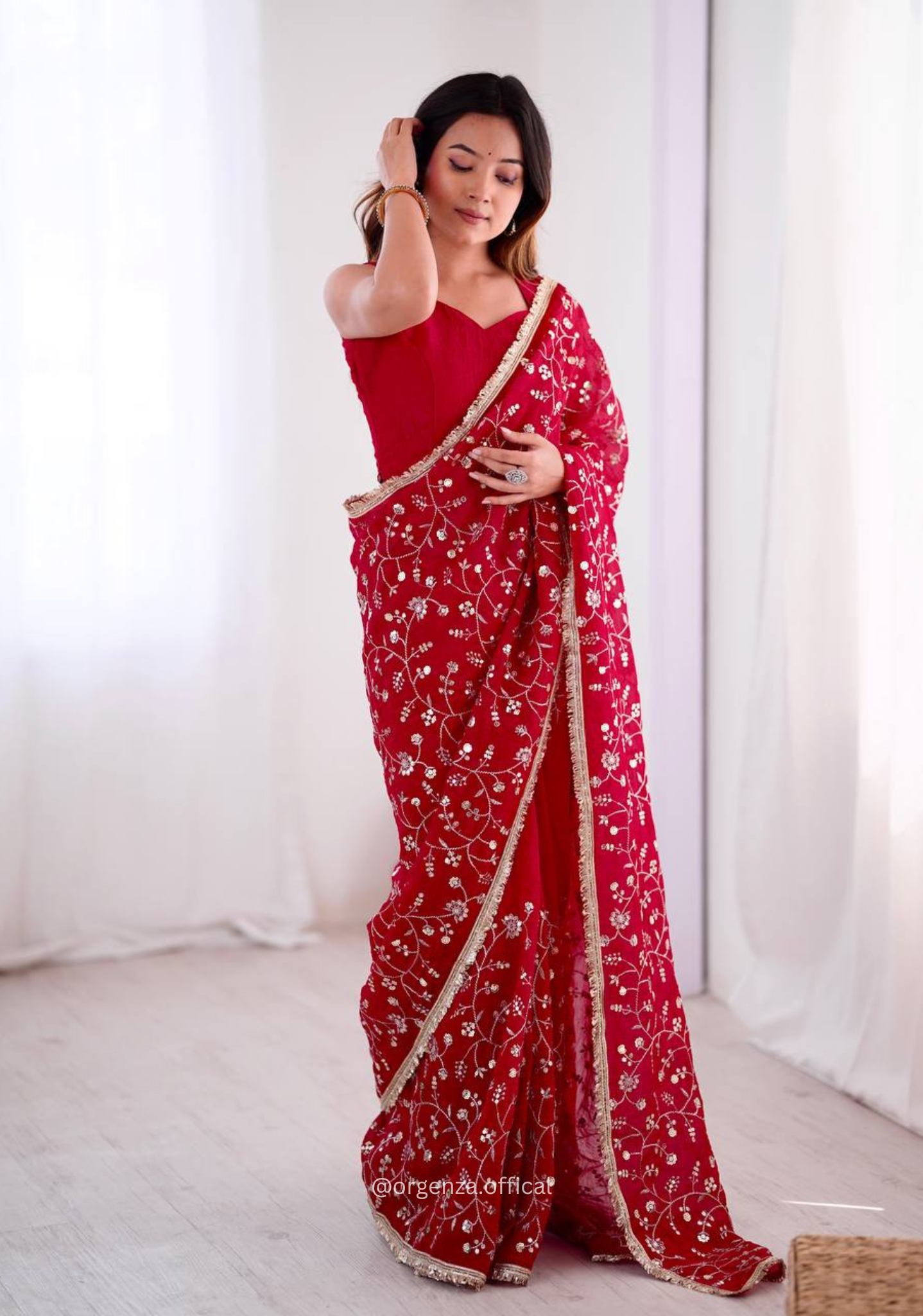 Dark Pink Colour Crunchy Silk Saree