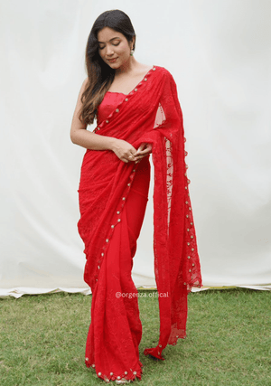 Georgette Silk Saree With Handwork Border - Orgenza Store - digisoch
