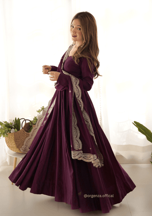 Roman Silk Chanderi Plain Anarkali Kurti - Orgenza Store - digisoch
