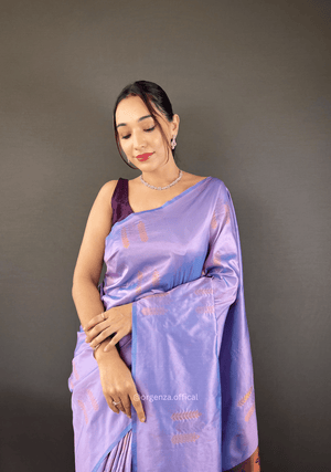 Purple Colour Silk Saree With Zari Weaving - Orgenza Store