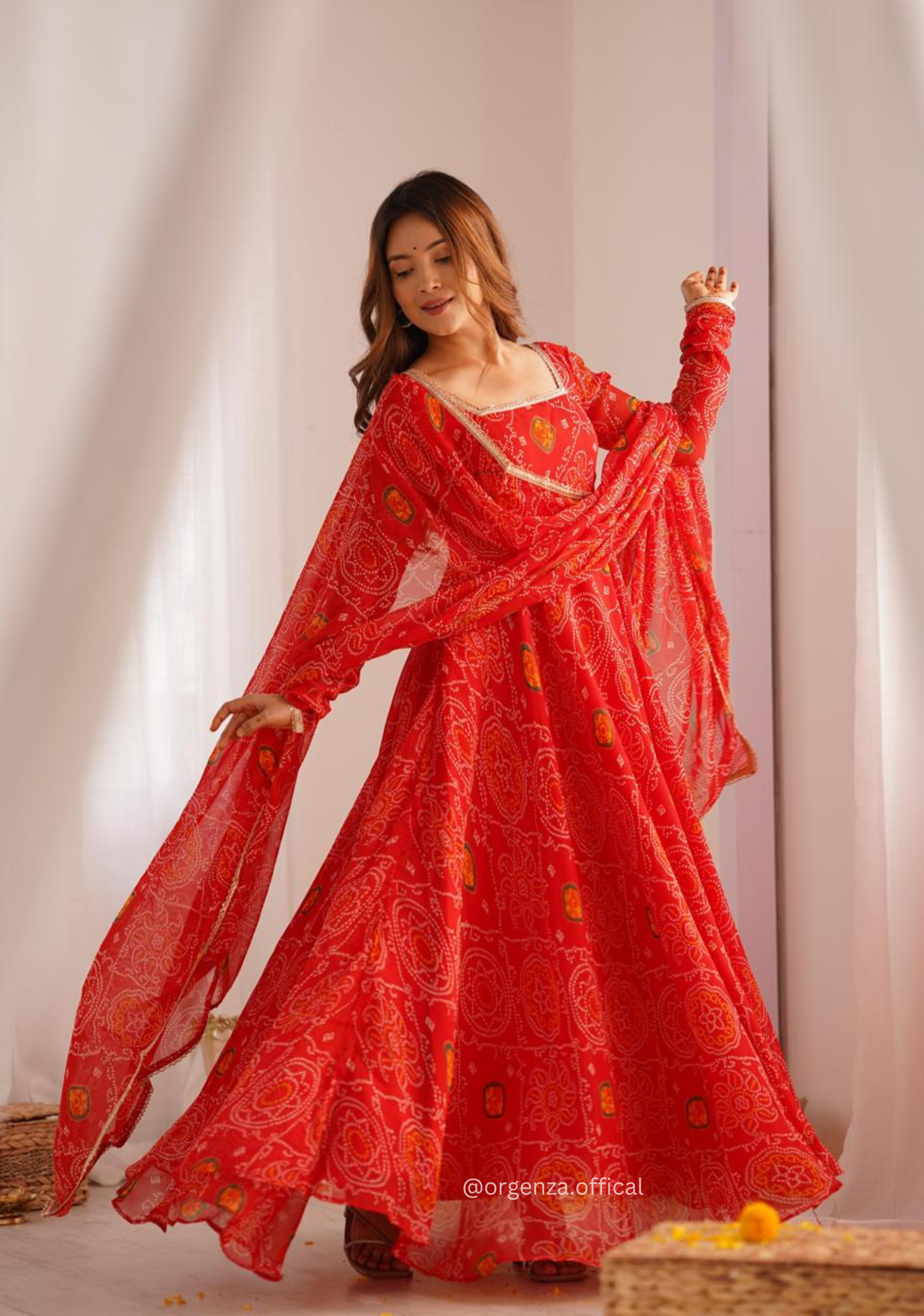 Pure Chiffon Bandhej Gown - Orgenza Store