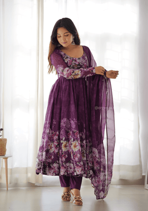 Floral Organza Silk Anarkali Kurtis - Orgenza Store - digisoch